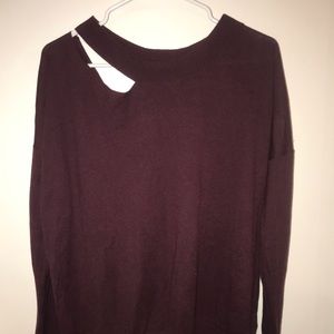 Nordstrom Maroon Sweater with Trendy Cut-Out